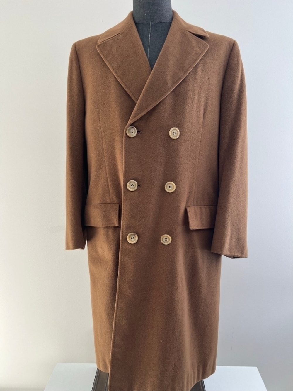 Holland & Sherry 100% Cashmere Brown Double-Breasted Men's Overcoat